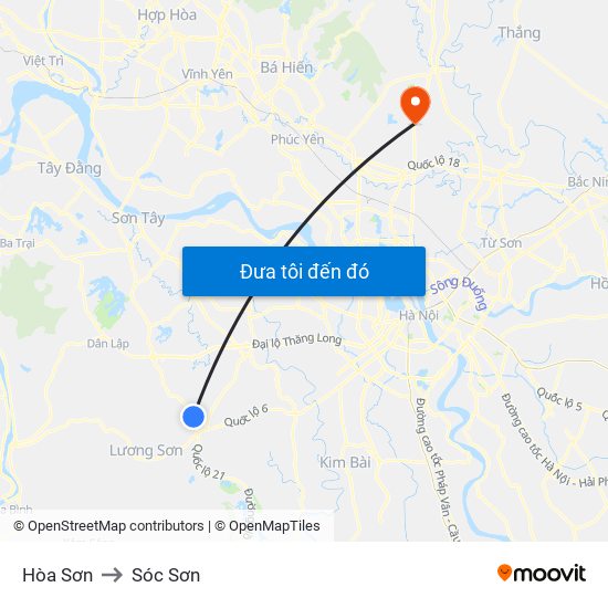 Hòa Sơn to Sóc Sơn map