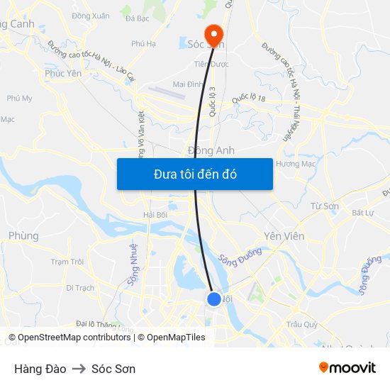 Hàng Đào to Sóc Sơn map