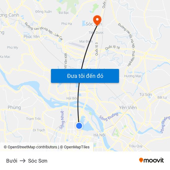 Bưởi to Sóc Sơn map