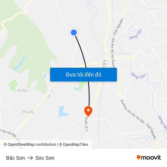 Bắc Sơn to Sóc Sơn map