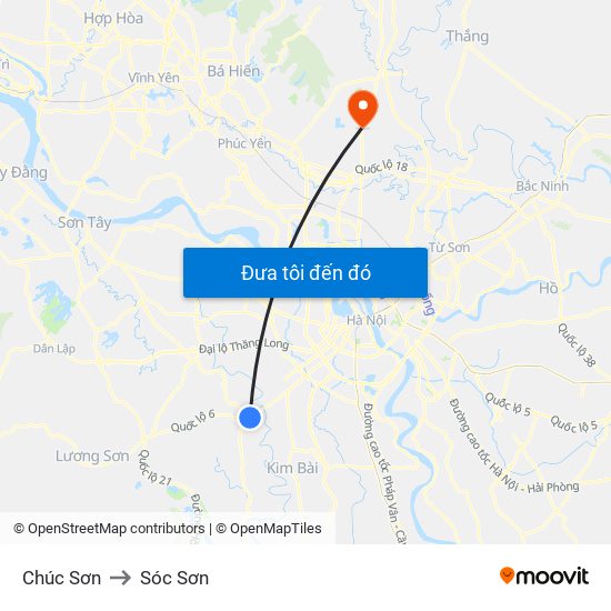 Chúc Sơn to Sóc Sơn map