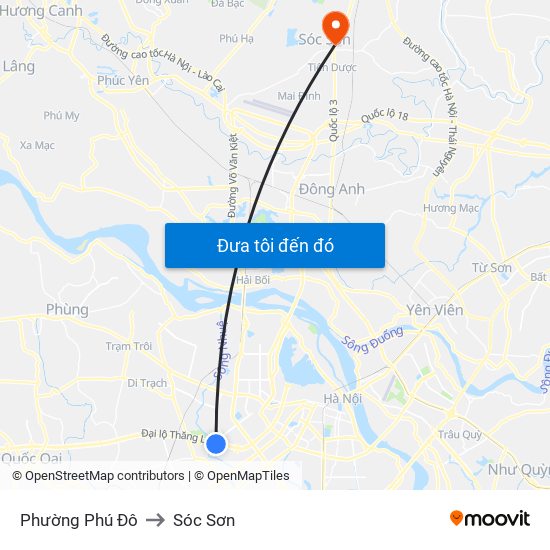 Phường Phú Đô to Sóc Sơn map