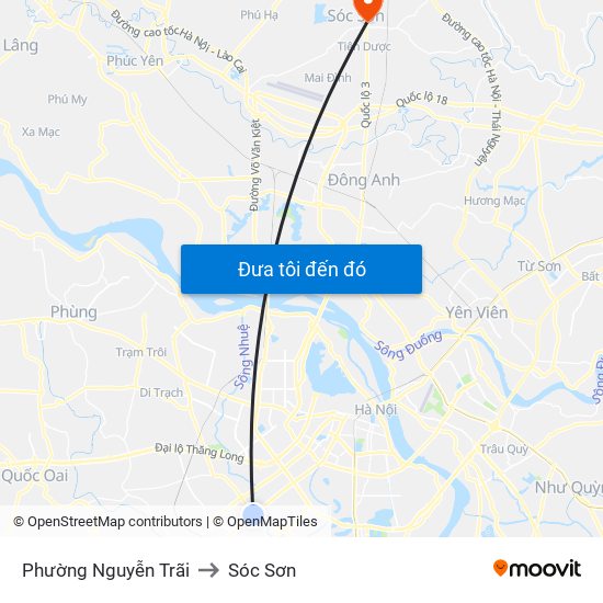 Phường Nguyễn Trãi to Sóc Sơn map