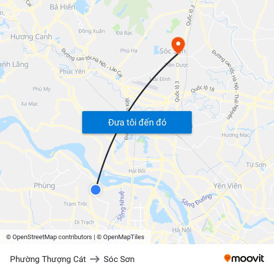 Phường Thượng Cát to Sóc Sơn map