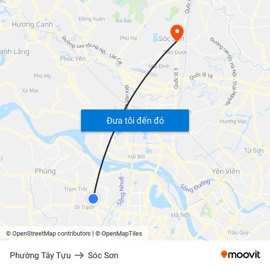 Phường Tây Tựu to Sóc Sơn map