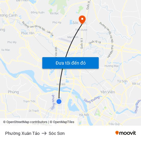 Phường Xuân Tảo to Sóc Sơn map