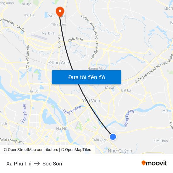 Xã Phú Thị to Sóc Sơn map