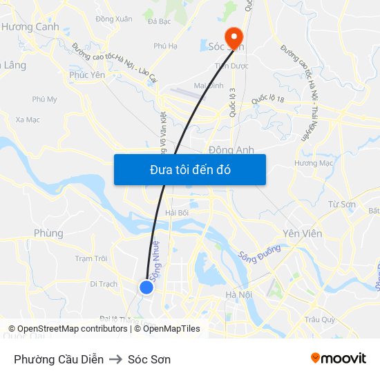 Phường Cầu Diễn to Sóc Sơn map