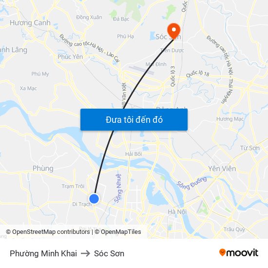 Phường Minh Khai to Sóc Sơn map