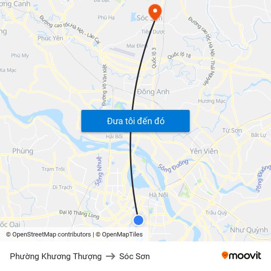 Phường Khương Thượng to Sóc Sơn map