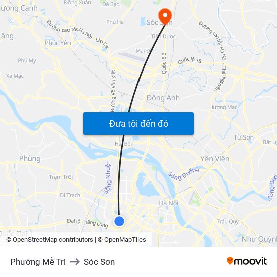Phường Mễ Trì to Sóc Sơn map