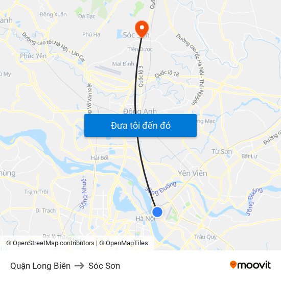 Quận Long Biên to Sóc Sơn map