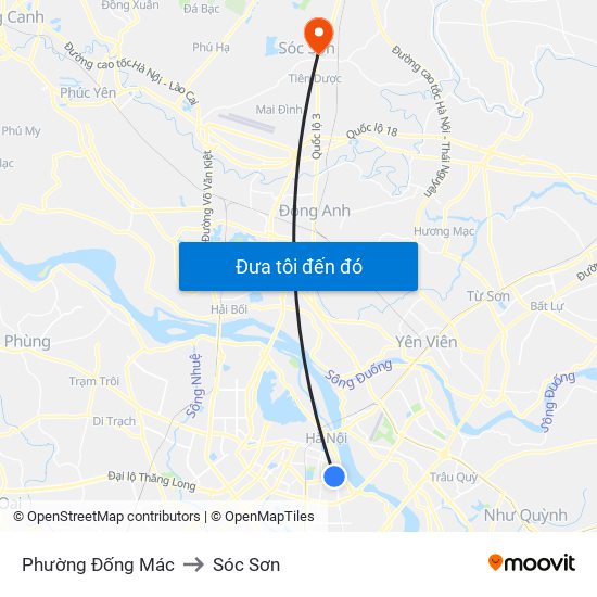 Phường Đống Mác to Sóc Sơn map