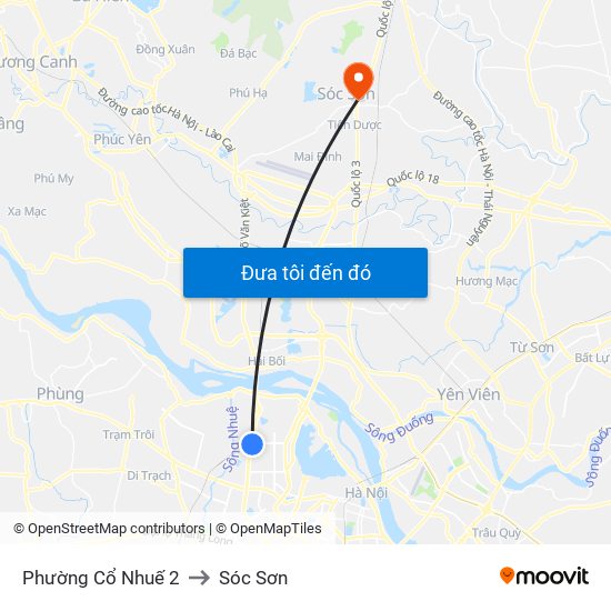 Phường Cổ Nhuế 2 to Sóc Sơn map