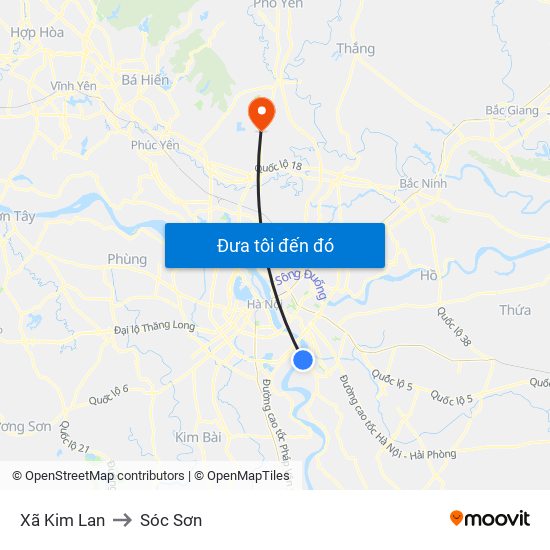Xã Kim Lan to Sóc Sơn map