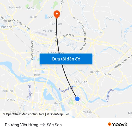 Phường Việt Hưng to Sóc Sơn map