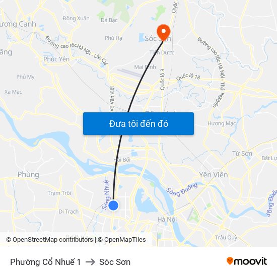 Phường Cổ Nhuế 1 to Sóc Sơn map