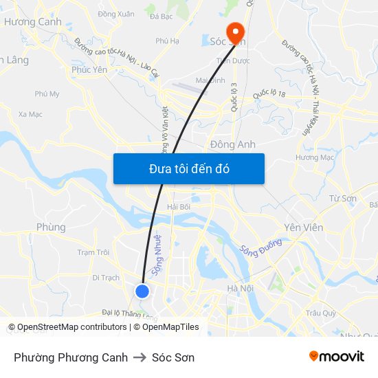 Phường Phương Canh to Sóc Sơn map