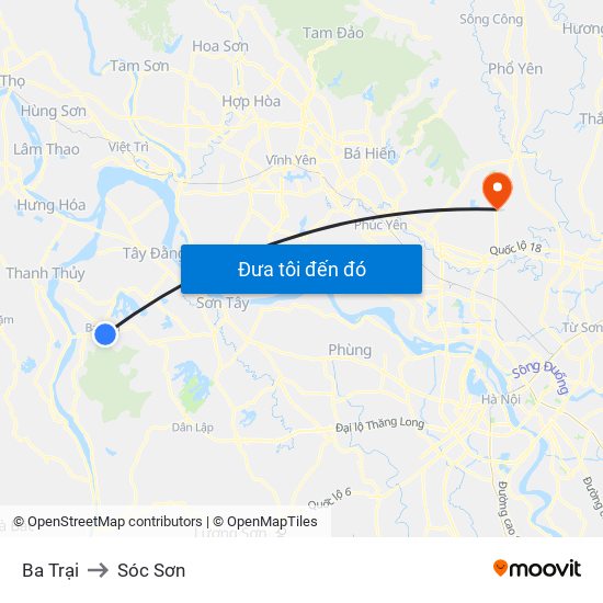 Ba Trại to Sóc Sơn map