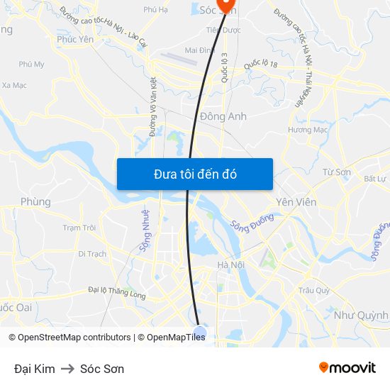 Đại Kim to Sóc Sơn map