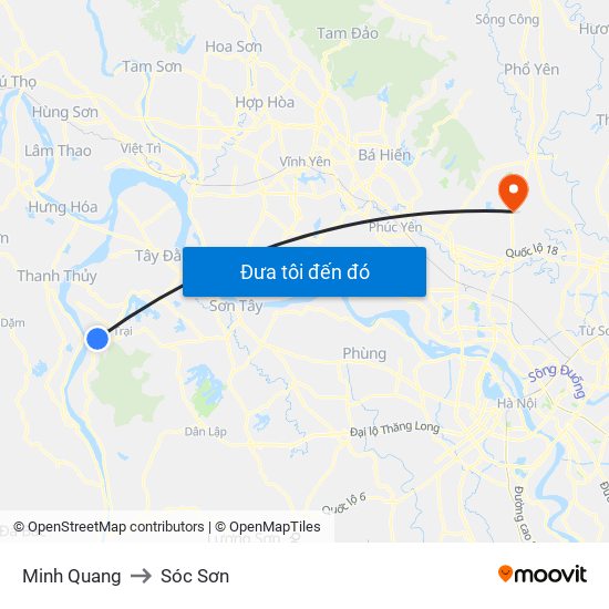 Minh Quang to Sóc Sơn map