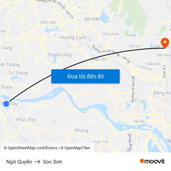 Ngô Quyền to Sóc Sơn map