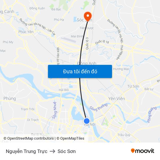 Nguyễn Trung Trực to Sóc Sơn map