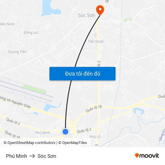 Phú Minh to Sóc Sơn map