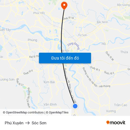 Phú Xuyên to Sóc Sơn map