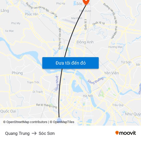 Quang Trung to Sóc Sơn map