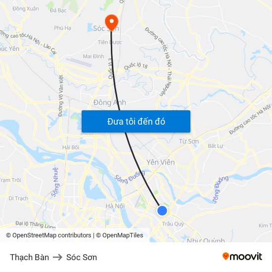 Thạch Bàn to Sóc Sơn map