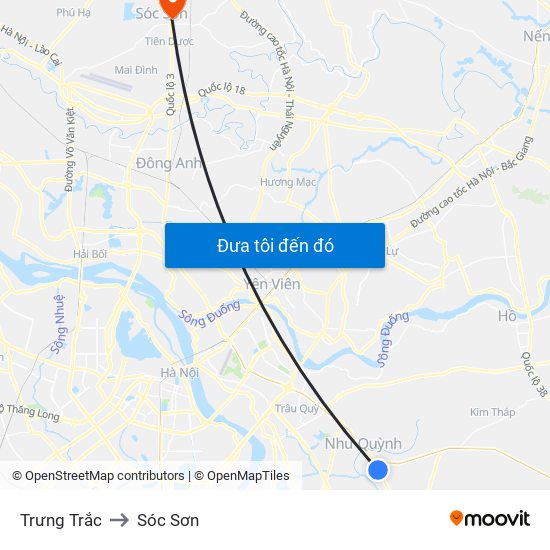 Trưng Trắc to Sóc Sơn map