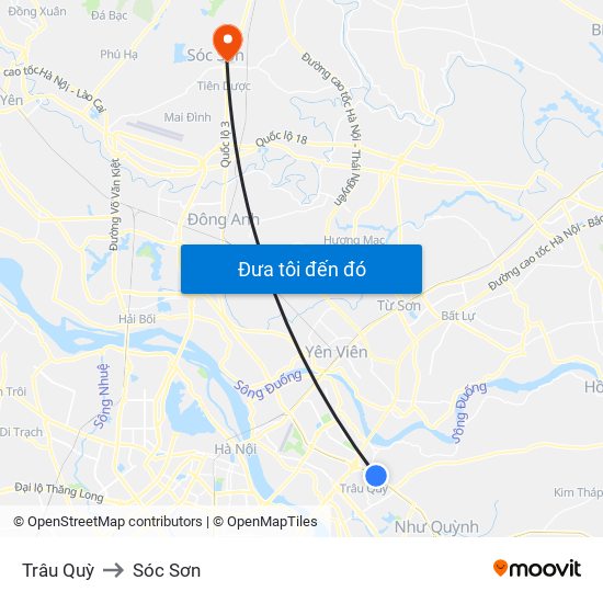 Trâu Quỳ to Sóc Sơn map