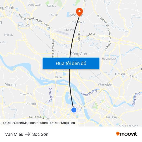 Văn Miếu to Sóc Sơn map