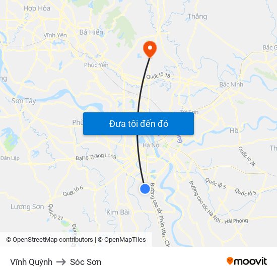 Vĩnh Quỳnh to Sóc Sơn map