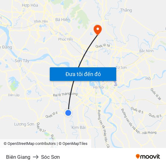 Biên Giang to Sóc Sơn map
