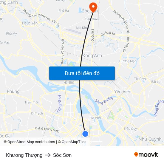 Khương Thượng to Sóc Sơn map