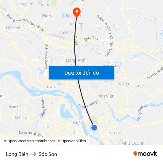 Long Biên to Sóc Sơn map