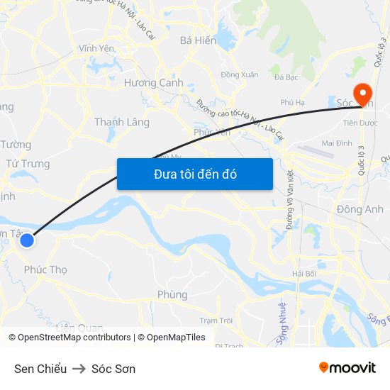 Sen Chiểu to Sóc Sơn map