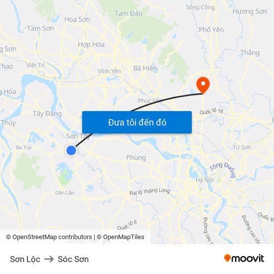 Sơn Lộc to Sóc Sơn map