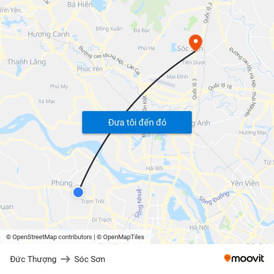 Đức Thượng to Sóc Sơn map