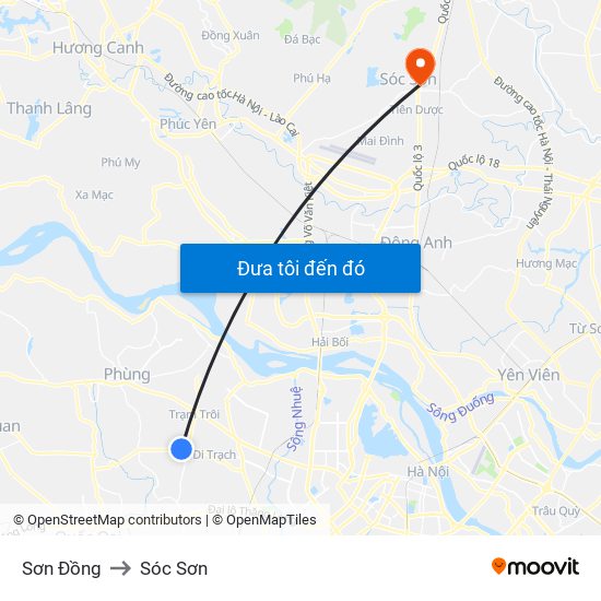 Sơn Đồng to Sóc Sơn map