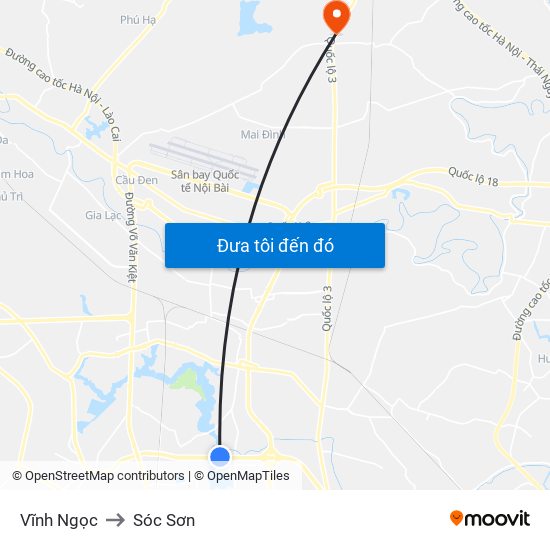 Vĩnh Ngọc to Sóc Sơn map