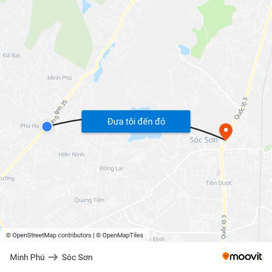 Minh Phú to Sóc Sơn map