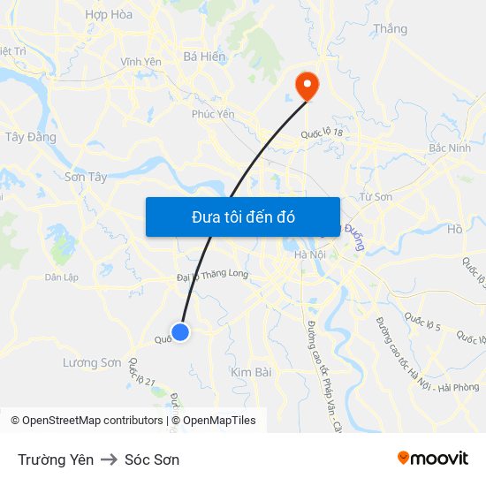 Trường Yên to Sóc Sơn map