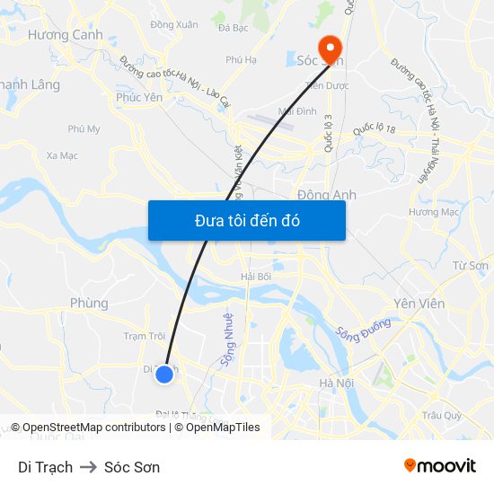 Di Trạch to Sóc Sơn map