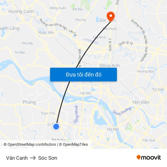 Vân Canh to Sóc Sơn map