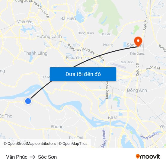 Vân Phúc to Sóc Sơn map