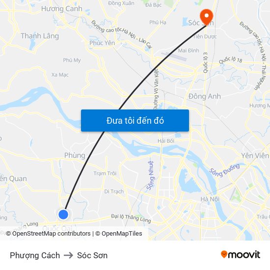 Phượng Cách to Sóc Sơn map