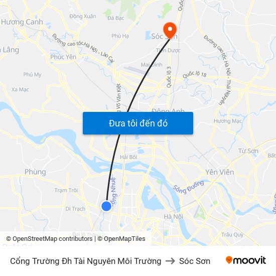 Cổng Trường Đh Tài Nguyên Môi Trường to Sóc Sơn map